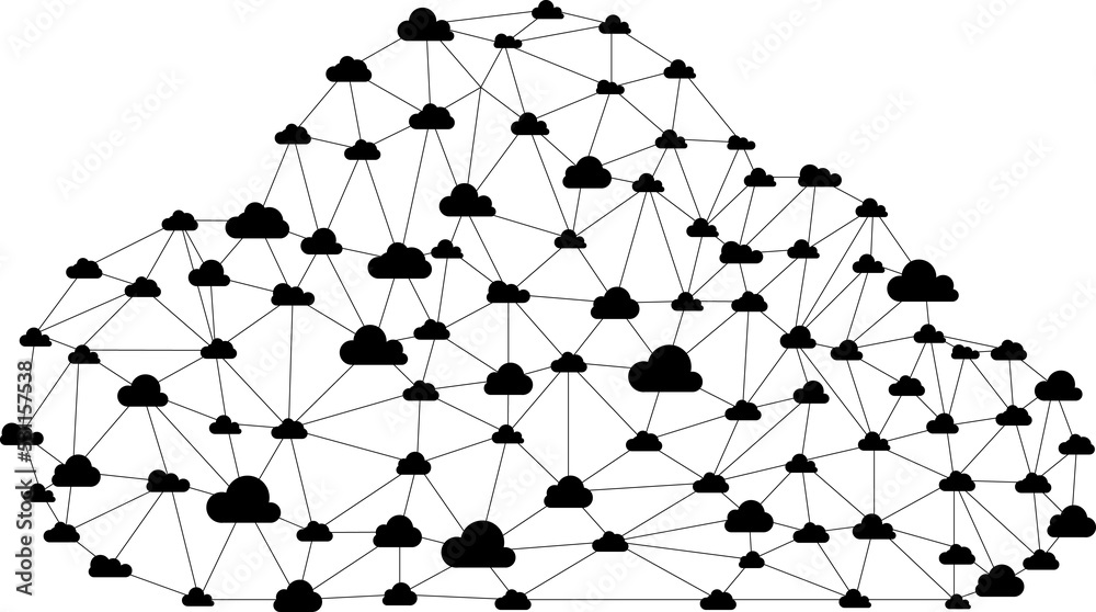 Aufkleber Cloud computing concept polygon dot connected line : Concept of cloud server, Storage and data