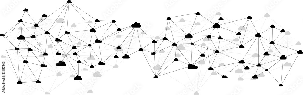 Aufkleber Cloud computing concept polygon dot connected line : Concept of cloud server, Storage and data