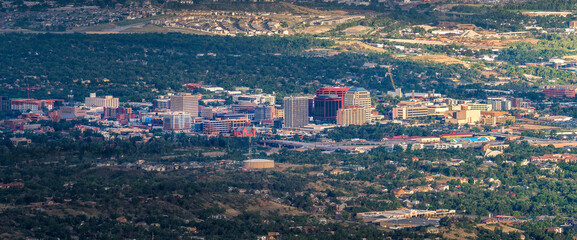 Downtown cityscape view of Colorado Springs Colorado