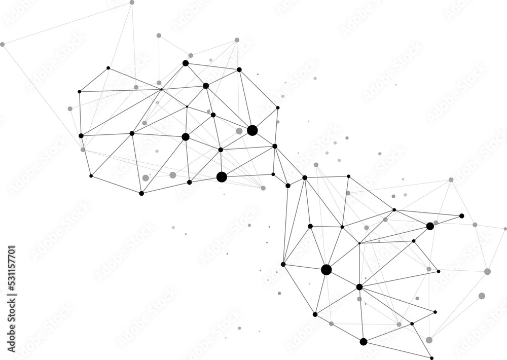Poster Network Connecting dot polygon background on isolated white background