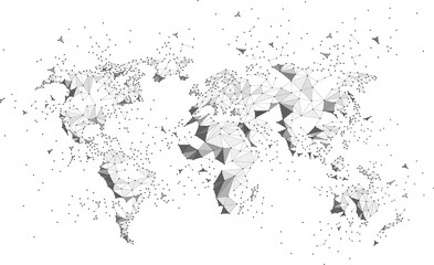 World map dot connection line polygon: concept of digital world, Data connection