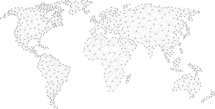 Fototapeta World map dot connection line polygon: concept of digital world, Data connection
