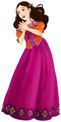 cartoon scene with princess queen isolated illustration for children 