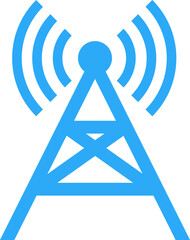 blue clean icon of antenna and technology.