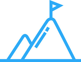 blue clean icon of mountain and nature.