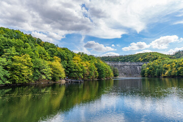 Lake Rursee, In the middle of the Eifel National Park, surrounded by unique natural scenery and unspoilt nature