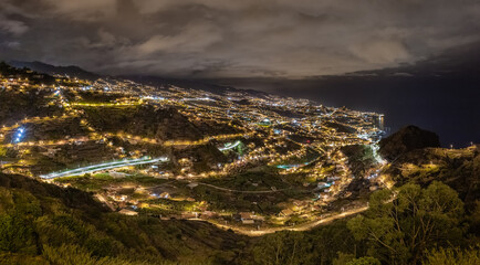 Panoramic night shot of Funchal, Madeira
