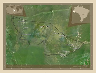 Acre, Brazil. High-res satellite. Labelled points of cities