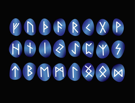 Scandinavian ancient magical runes alphabet