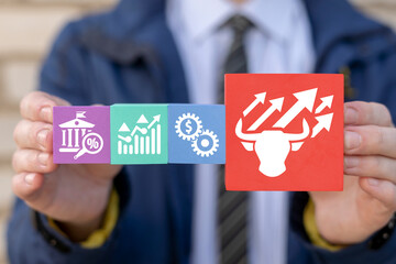 Concept of bull market. Financial investment. Bullish stock marketing.