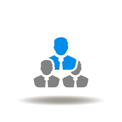 Vector illustration of businessman team meeting. Icon of teamwork. Symbol of leadership, partnership.