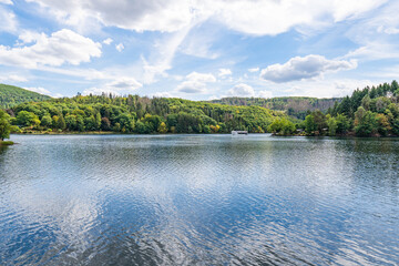 Lake Rursee, In the middle of the Eifel National Park, surrounded by unique natural scenery and unspoilt nature