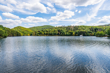Lake Rursee, In the middle of the Eifel National Park, surrounded by unique natural scenery and unspoilt nature