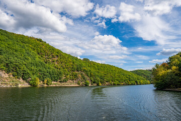 Lake Rursee, In the middle of the Eifel National Park, surrounded by unique natural scenery and unspoilt nature