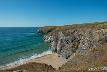 Fototapeta na wymiar Beautiful the coast of the sea in Cornwall