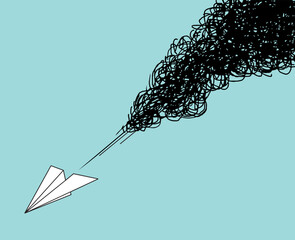 paper plane on blue sky 
