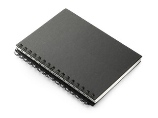 Closed black office notebook isolated on white