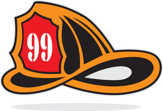 Hand drawn illustration of a firefighter helmet