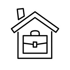 Work at home icon outline, on white background. Editable stroke Vector