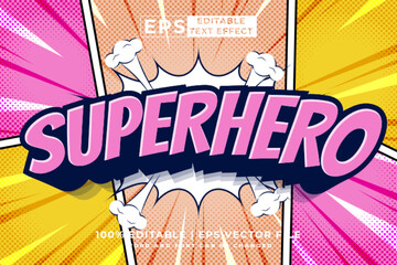 Editable text effect superhero 3d Cartoon Comic style premium vector