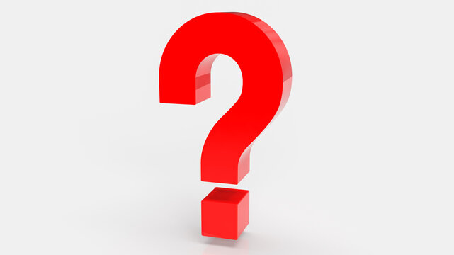 The red question on white background 3d rendering