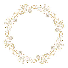 Beer hops leaves and cones frame. Vector botanical illustration.