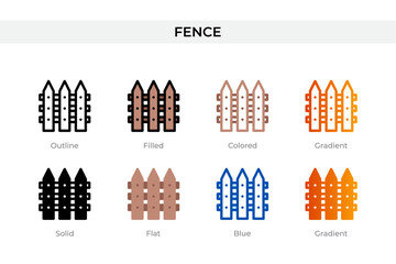 fence icon in different style. fence vector icons designed in outline, solid, colored, filled, gradient, and flat style. Symbol, logo illustration. Vector illustration