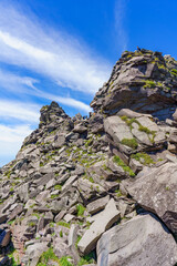 鳥海山山頂の溶岩ドーム　夏山登山