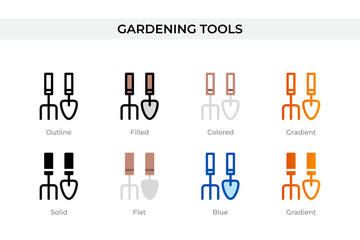gardening tools icon in different style. gardening tools vector icons designed in outline, solid, colored, filled, gradient, and flat style. Symbol, logo illustration. Vector illustration