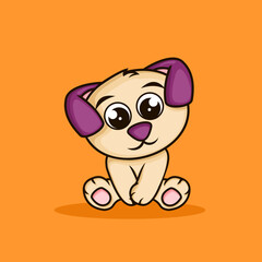 cute puppy. flat cartoon style. animal nature icon concept
