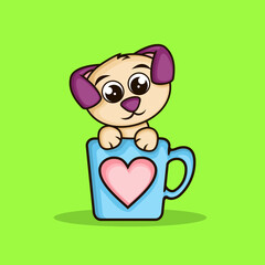cute puppy. flat cartoon style. animal nature icon concept