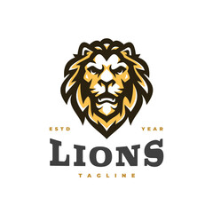 Lion head mascot logo illustration