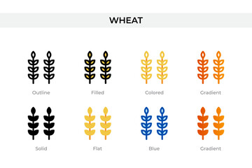 wheat icon in different style. wheat vector icons designed in outline, solid, colored, filled, gradient, and flat style. Symbol, logo illustration. Vector illustration