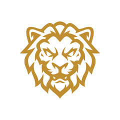 Angry lion head mascot logo design. Roaring lion line art vector illustration