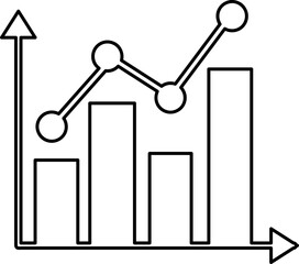 growing graph, bar chart, Flat icon isolated on the white background, flat design vector illustration