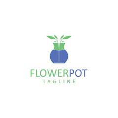 Flowerpot logo design icon tamplate