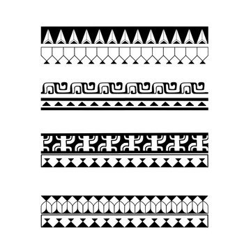 Polynesian armband tattoo stencil. Pattern samoan. Black and white texture. Vector illustration