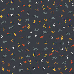 Seamless pattern with hand drawn swirl doodle vectors. Simple playful background of decorative elements. Freehand abstract pattern. Doodle illustration for cute surface design.