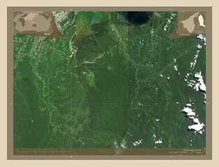 Temburong, Brunei. High-res satellite. Labelled points of cities