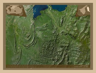 Temburong, Brunei. Low-res satellite. Labelled points of cities