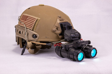 American Military Helmet With Night Vision Goggles