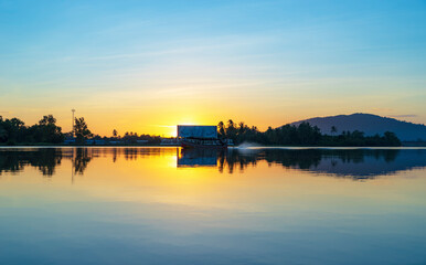 sunrise on the lake at Narathiwat province, Thailand