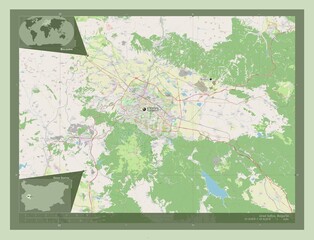 Grad Sofiya, Bulgaria. OSM. Labelled points of cities