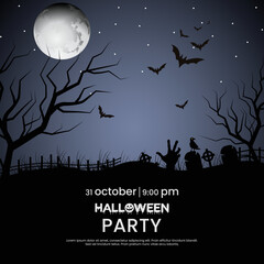 Happy Halloween sale banner and party invitation background illustration