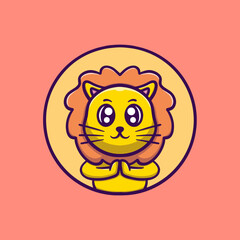 Cute lion vector icon illustration