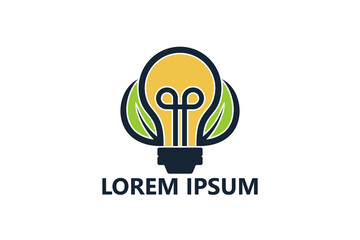 Bulb light plant logo template design vector