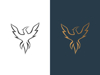 Phoenix bird lineal art minimalist vector logo