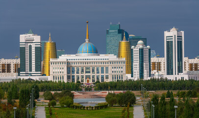The residence of the President of Kazakhstan Ak Orda in the city of Astana on an autumn day