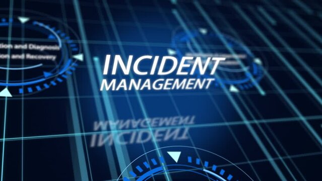 Incident Management text cinematic title with digital effect for Technology, Business presentation abstract background