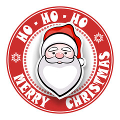 Round stamp with a silhouette of Santa Claus in a red hat, a design component